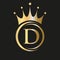 Letter D Crown Logo. Royal Crown Logo for Spa, Yoga, Beauty, Fashion, Star, Elegant, Luxury Sign