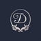 Letter D Decorative Crown Ring Alphabet Logo isolated on Navy Blue Background. Luxury Silver Initial Abjad Logo Design Template.