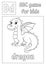 Letter D is for dragon. ABC game for kids. Alphabet coloring page. Cartoon character. Word and letter. Vector illustration