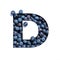 Letter D of English alphabet made of blueberries and paper cut isolated on white. Typeface of bilberries