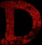 letter d font in grunge horror style with cracked texture