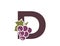 letter d with grapes. fruit alphabet logotype. gardening, winemaking and harvest design