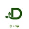 Letter D with a leaf concept. Very suitable in various natural business purposes also for icon, symbol, logo a.