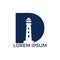 Letter D Lighthouse vector logo design.