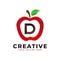 Letter D logo in fresh Apple Fruit with Modern Style. Brand Identity Logos Designs Vector Illustration