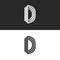 Letter D logo mockup isometric monogram, creative Idea perspective outline symbols, white thin parallel lines design element