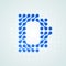 Letter D logo modern halftone icon. Vector flat letter D sign futuristic blue dot line liquid font trendy digital design
