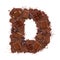 Letter D made of chocolate bar