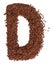 Letter D made with Linseed also known as flaxseed isolated on white background