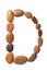 Letter D made of marine small pebbles, top view. Alphabet made of stones Isolated