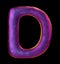 Letter D made of natural purple snake skin texture isolated on black.