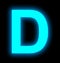 Letter D neon light full isolated on black