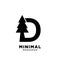 Letter D pine tree initial vector logo design