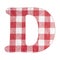 Letter D - Red checkered napkin background - Top view