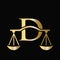 Letter D Scale Attorney Law Logo Design. Initial Pillar, Law firm, Attorney Sign Design On Letter D Concept Template