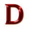 Letter D from stylish faceted ruby alphabet