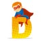 Letter D Superhero Boy Cartoon character Vector illustration