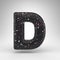 Letter D uppercase on white background. 3D letter with black terrazzo pattern texture