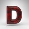 Letter D uppercase on white background. Red amber 3D letter with glossy surface.