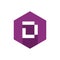 Letter D Vector Icon, With Flat Purple Hexagon