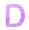 Letter D written with violet pencil on background, top view