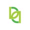 Letter dd linked green leaf shape design symbol vector