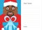 Letter Dear santa claus for Merry Christmas or New year. Cute afroamerican male.Postcard or greeting card template. Flat