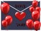 letter with declaration of love , love you. red heart, realistic luxury balloons, valentine's day greetings