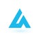 Letter A or delta geometric triangle logo design. Trinity concept. Business identity tech element. Stock Vector illustration