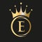 Letter E Crown Logo. Royal Crown Logo for Spa, Yoga, Beauty, Fashion, Star, Elegant, Luxury Sign