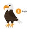 Letter E. Eagle. Zoo animal alphabet. English abc with cute cartoon kawaii funny baby bird animals. Education cards for kids.