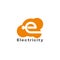 Letter e electric plug data server online symbol logo vector