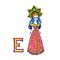 Letter E Fantasy Cyrillic Alphabet - Azbuka with Beautiful Princess Elena the Wise