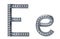 Letter e. font from construction rebar. 3D render