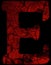 letter e font in grunge horror style with cracked texture