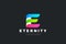 Letter E Logo design Corporate Business Technology Media vector template Ribbon style