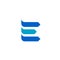 Letter e logo from three dynamic arrows