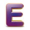 Letter E purple font yellow outlined 3D