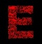 Letter E red artistic fiber mesh style isolated on black