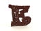 Letter E shaped liquid chocolate