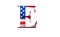 Letter E with stars and stripes US flag lettering font