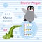 Letter E tracing. Emperor Penguin. Eel. Marine alphabet