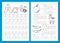 Letter A educational worksheets set. Trace the alphabet activity page