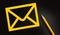 Letter Email Post Icon and yellow pencil besides. Contact us concept