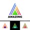 Letter A enclosed in a triangle. Abstract vector logo in a linear style.