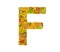 The letter F of alphabet made of autumn leaves