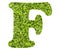 Letter F - Artificial green grass background. Top view