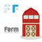 Letter F Farm English Alphabet Tracing Coloring book page.