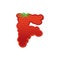 Letter F Strawberry font. Red Berry lettering alphabet. Fruits A