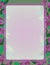 Letter form with floral frame. Floral wreath border letterhead. Purple background